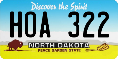 ND license plate HOA322
