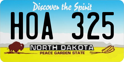 ND license plate HOA325
