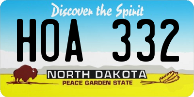 ND license plate HOA332