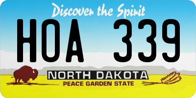 ND license plate HOA339
