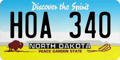 ND license plate HOA340