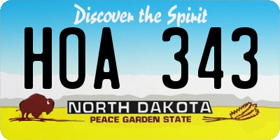 ND license plate HOA343