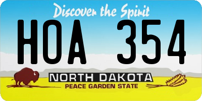 ND license plate HOA354