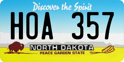 ND license plate HOA357