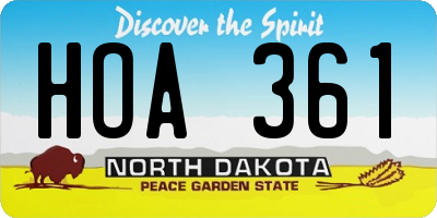 ND license plate HOA361