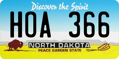 ND license plate HOA366