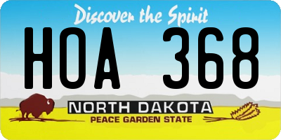 ND license plate HOA368