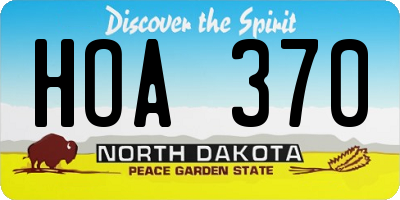 ND license plate HOA370