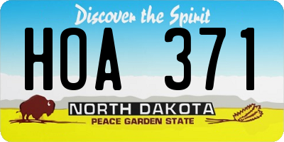 ND license plate HOA371