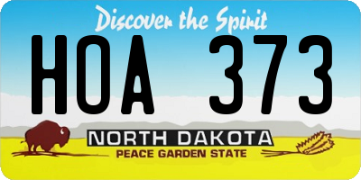 ND license plate HOA373