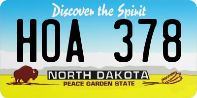 ND license plate HOA378
