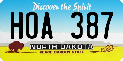 ND license plate HOA387