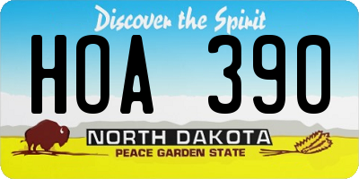 ND license plate HOA390