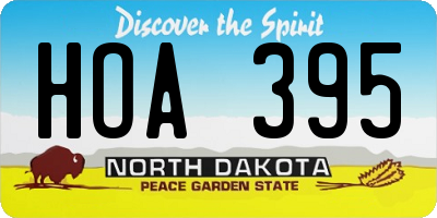ND license plate HOA395