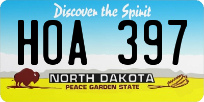 ND license plate HOA397