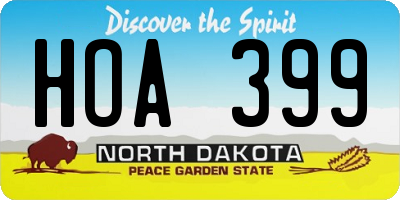ND license plate HOA399