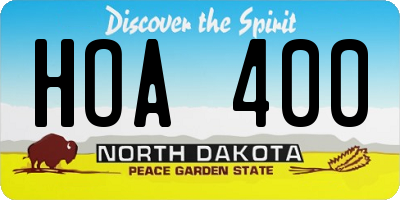 ND license plate HOA400