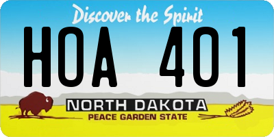 ND license plate HOA401