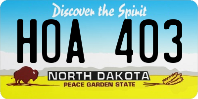 ND license plate HOA403