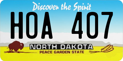 ND license plate HOA407