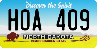 ND license plate HOA409