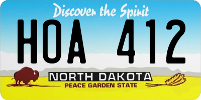 ND license plate HOA412