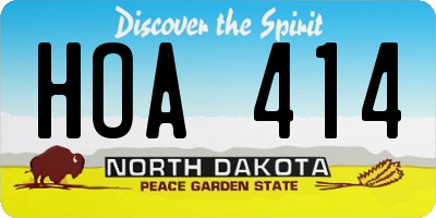 ND license plate HOA414
