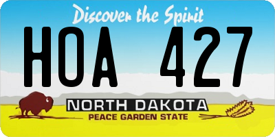 ND license plate HOA427