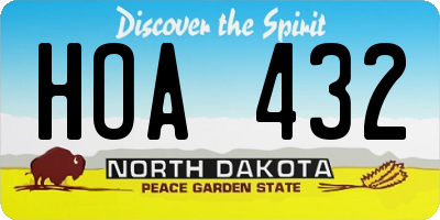 ND license plate HOA432