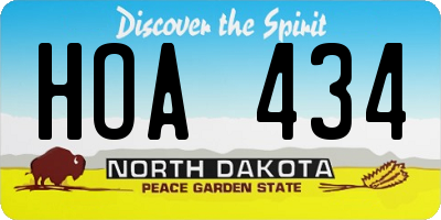 ND license plate HOA434
