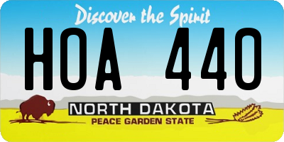 ND license plate HOA440