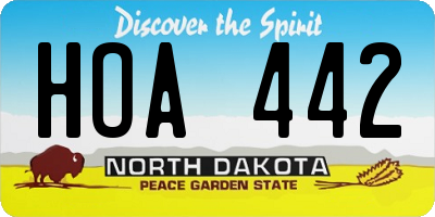 ND license plate HOA442