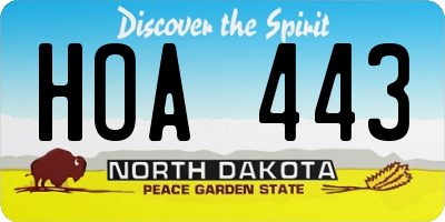 ND license plate HOA443