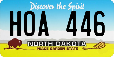 ND license plate HOA446