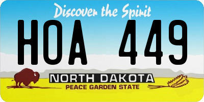 ND license plate HOA449