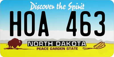 ND license plate HOA463