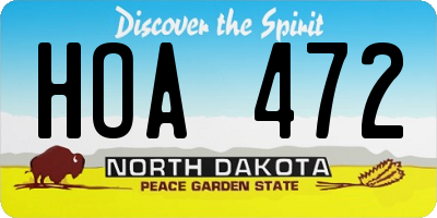 ND license plate HOA472