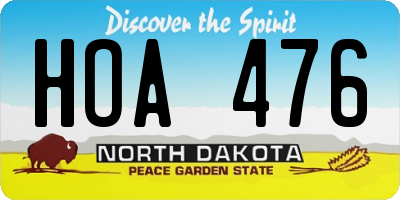 ND license plate HOA476