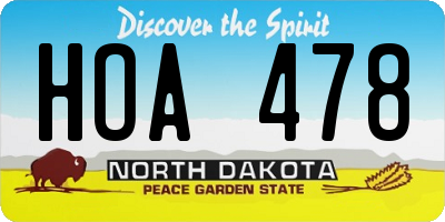 ND license plate HOA478