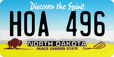 ND license plate HOA496