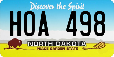 ND license plate HOA498