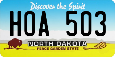 ND license plate HOA503