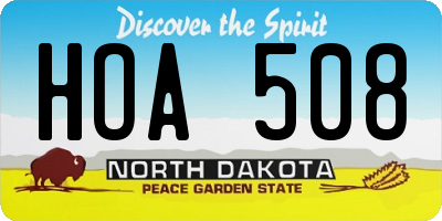 ND license plate HOA508