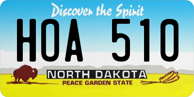 ND license plate HOA510