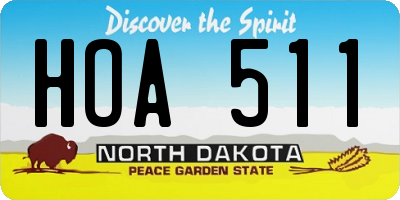ND license plate HOA511
