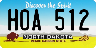 ND license plate HOA512