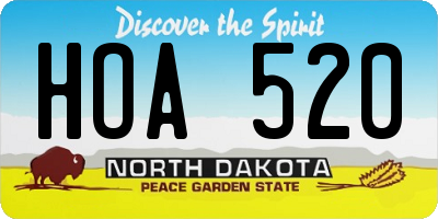 ND license plate HOA520