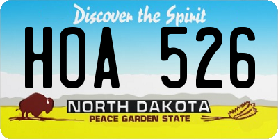 ND license plate HOA526
