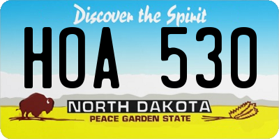 ND license plate HOA530