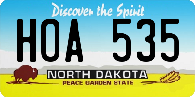 ND license plate HOA535